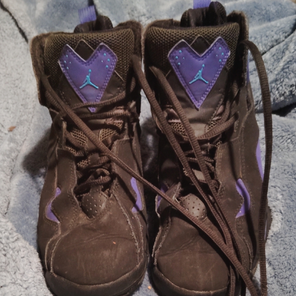 Black and Purple High-Top Sneakers with Thick Sole